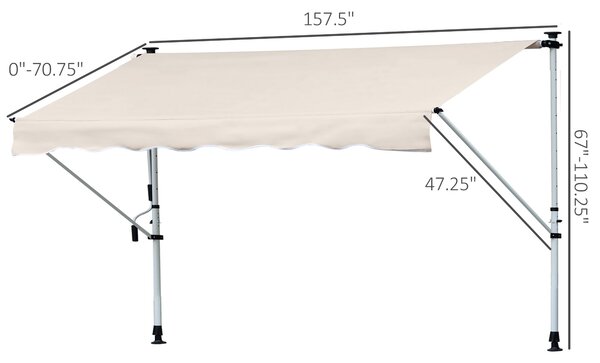 Outsunny Copertina Solară Extensibilă cu Manivelă, Structură Metalică Telescopică, Poliester, 400x120 cm | Aosom Romania