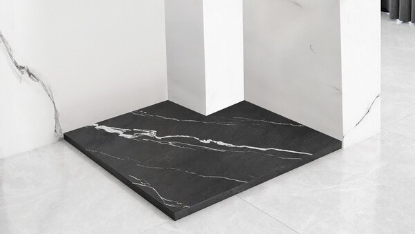 Rea Basalt Carrara, cadă de duș SMC 90x90, model piatră neagră, REA-K7003