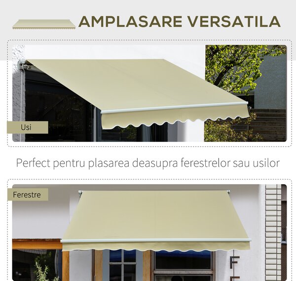 Outsunny copertina pentru soare, cu manivela, 295 x 250 cm | AOSOM RO