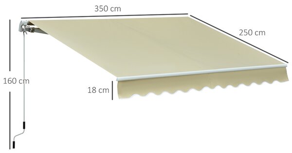 Outsunny copertina pentru soare, cu manivela, 295 x 250 cm | AOSOM RO