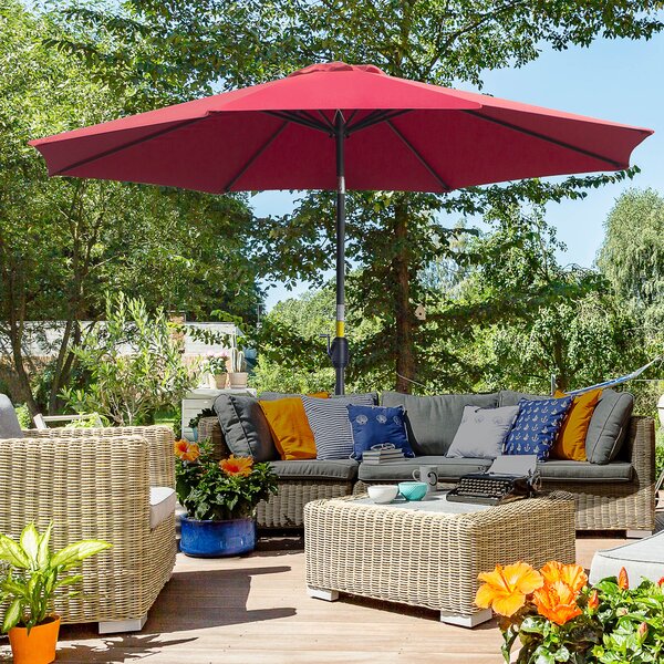 Outsunny Umbrelă de Grădină Inclinabilă 3x2.45m, Poliester Impermeabil, Rosu Bordeaux | Aosom Romania