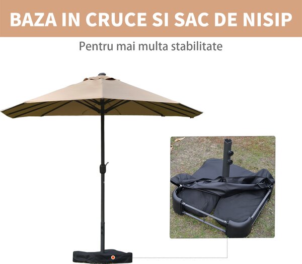 Outsunny Umbrele de Gradina Dubla 460x270cm cu Manivela si Baza Transversala | Aosom Romania