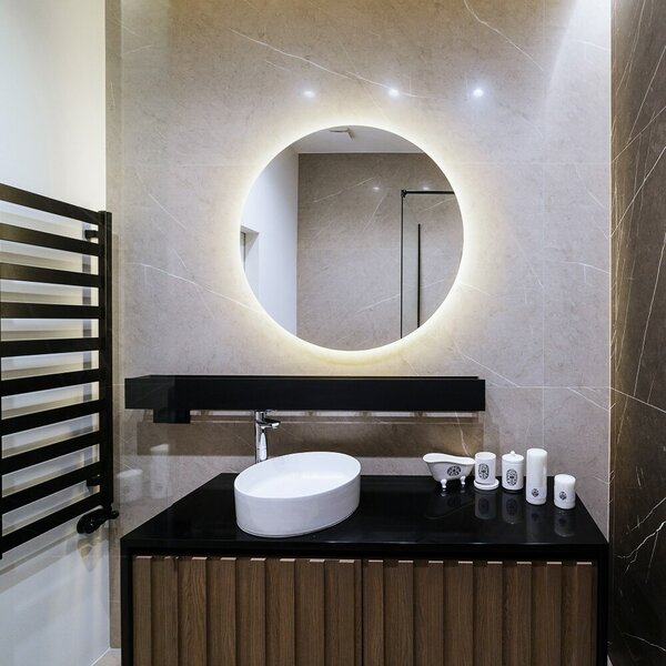 Oglindomat.ro Oglinda rotunda decorativa cu led Oglinda rotunda decorativa cu led fi 40 cm Alb cald (3000K) lslo-fi40-00000000