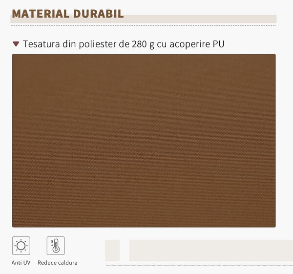 Outsunny Copertina de Soare pentru Exterior care se Ruleaza cu Manivela, Copertina Impermeabila, Metal si Aluminiu, Rosu Ruginiu, 395x245cm