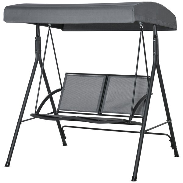 Outsunny Balansoar cu 2 Locuri de Gradina pentru Exterior cu Baldachin Reglabil si Sezuta din Textilen, 140x118x162cm Gri | Aosom Romania