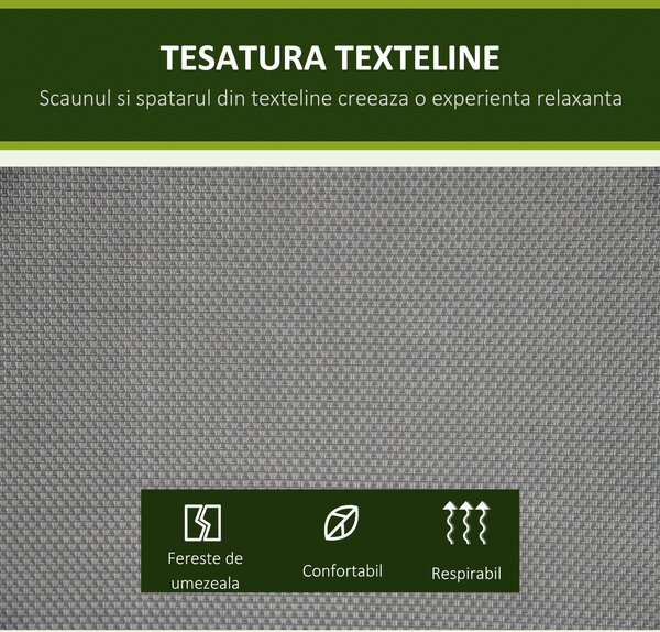 Outsunny Balansoar cu 2 Locuri de Gradina pentru Exterior cu Baldachin Reglabil si Sezuta din Textilen, 140x118x162cm Gri | Aosom Romania
