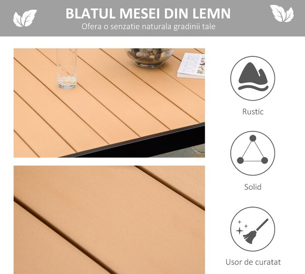 Masa de gradina Outsunny pentru 6 Persoane din Aluminiu, Negru | Aosom RO