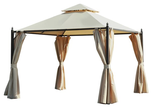 Foisor de Gradina Impermeabil Outsunny 3x3m cu 4 Panouri Laterale Bej | Aosom Romania