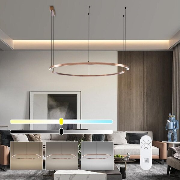 Immax NEO 07328L - Lustră LED dimabilă pe cablu FINO, 72W/230V, 120 cm, aur roz, Tuya + telecomandă