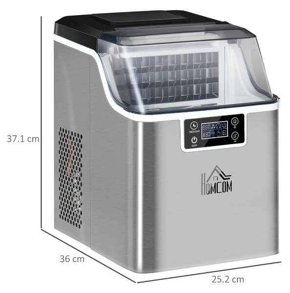 HOMCOM Mașină de Făcut Gheață Rapidă 3.2L Autocurățare Capacitate 20kg/zi pentru Băuturi Răcoritoare | Aosom Romania