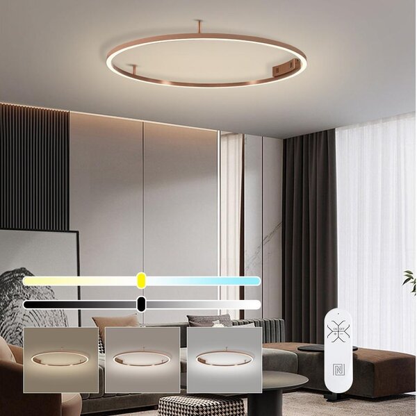 Immax NEO 07326-80C-LED Corp de iluminat de tavan dimabil FINO LED/55W/230V 80 cm Tuya aur roz + telecomandă