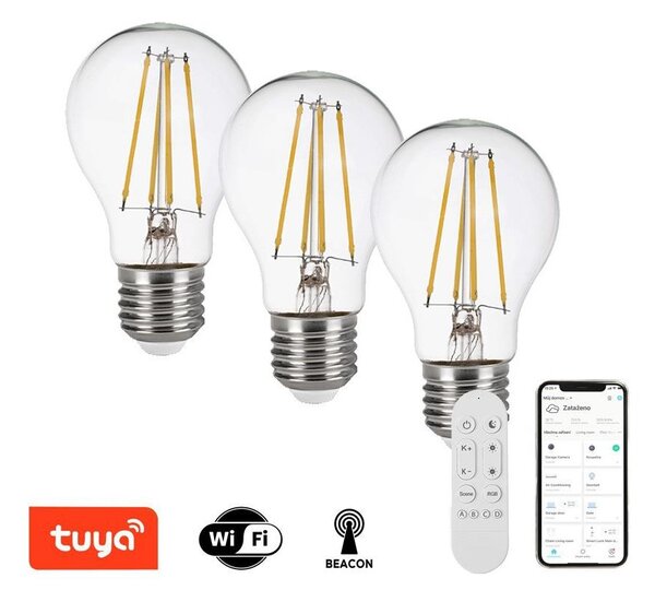 Immax NEO 07806CDO - Set de 3 becuri LED CCT dimabile E27/3W/230V Wi-Fi + telecomandă