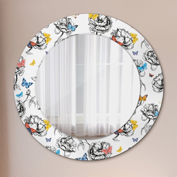 Oglindomat.ro Oglinda cu decor rotunda Oglinda cu decor rotunda Fluture lsdo-00019