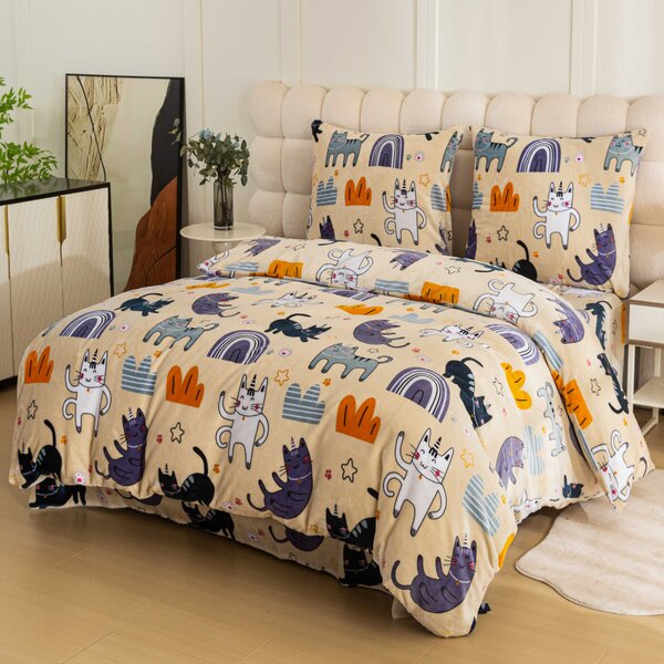 Lenjerie din microplush PURRSLEEP bej Dimensiunile lenjeriei: 70 x 90 cm | 140 x 220 cm