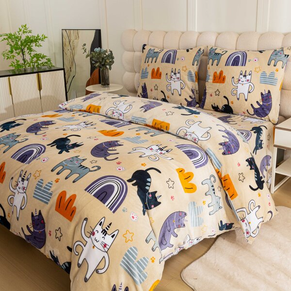 Lenjerie din microplush PURRSLEEP bej Dimensiunile lenjeriei: 70 x 90 cm | 140 x 220 cm