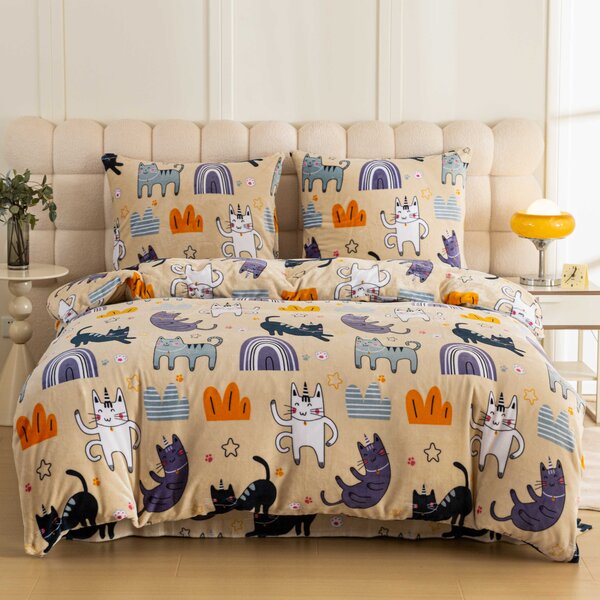 Lenjerie din microplush PURRSLEEP bej Dimensiunile lenjeriei: 70 x 90 cm | 140 x 220 cm