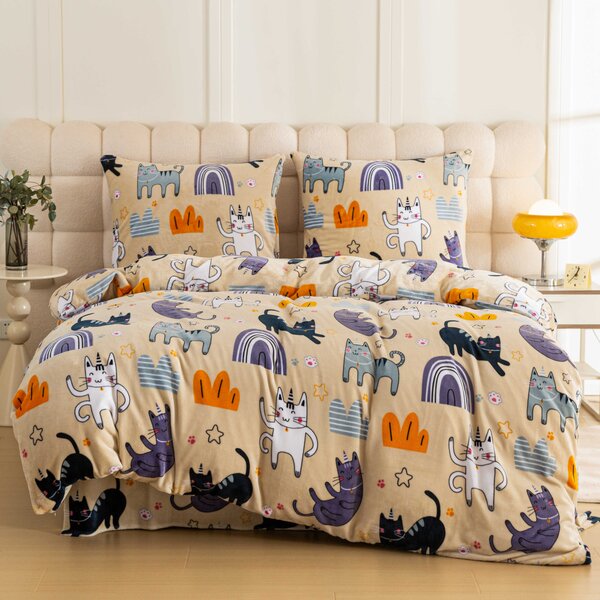 Lenjerie din microplush PURRSLEEP bej Dimensiunile lenjeriei: 70 x 90 cm | 140 x 220 cm