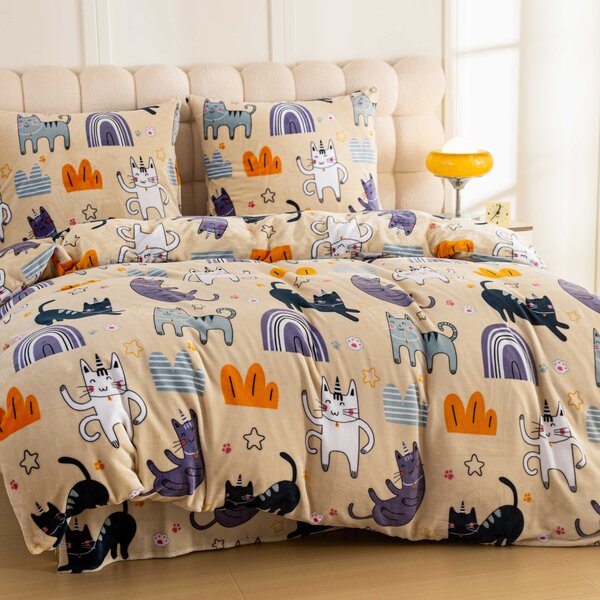 Lenjerie din microplush PURRSLEEP bej Dimensiunile lenjeriei: 70 x 90 cm | 140 x 220 cm