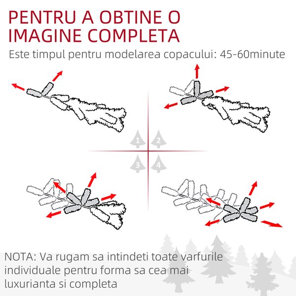 HOMCOM Pom de Craciun Artificial Inalt de 225cm,Decor de Sarbatori cu 988 Ramuri Inzapezite, Deschidere Automata, Baza de Otel, Verde