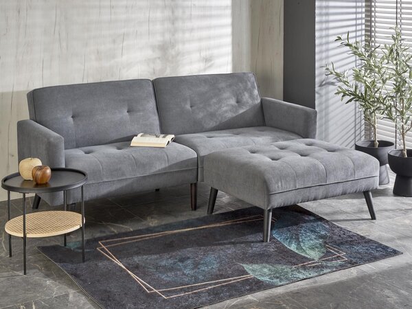 Set mobilier tapițat Houston 1732, Funcția de dormit, 55 kg, Gri, Tapiterie, Picioare: Lemn