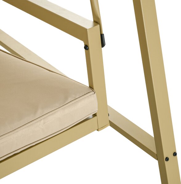Outsunny Scaun Balansoar de Grădină cu 3 Locuri, Bancă cu Copertină Reglabilă, Perne Detașabile și Cadru din Oțel, 200x125x175 cm, Bej | Aosom Romania