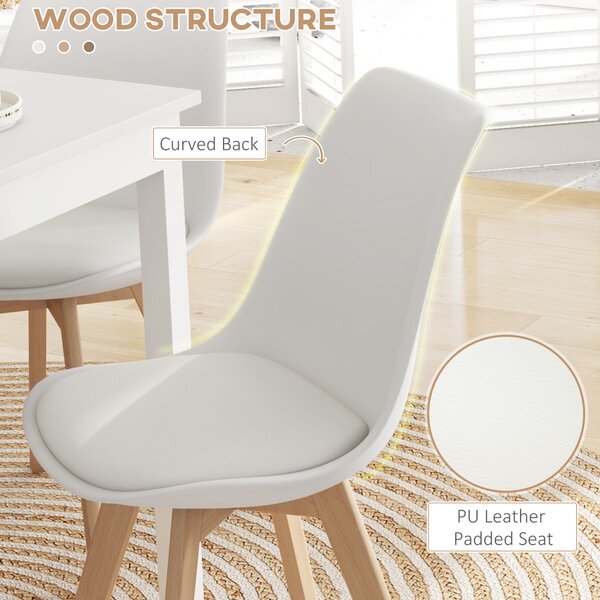 HOMCOM Set de 4 Scaune de Masa, Scaune Moderne de Bucatarie | Aosom Romania