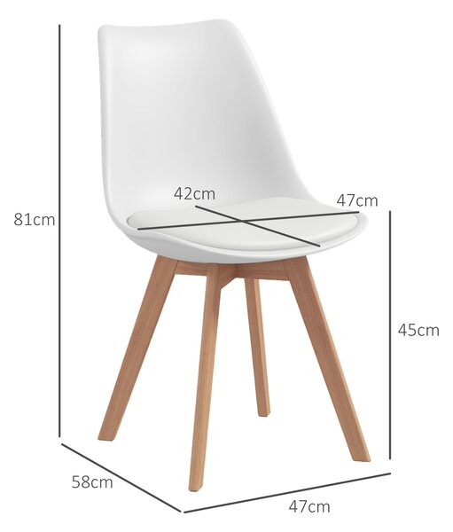 HOMCOM Set de 4 Scaune de Masa, Scaune Moderne de Bucatarie | Aosom Romania