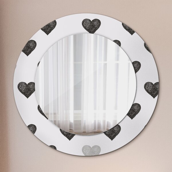 Oglindomat.ro Oglinda cu decor rotunda Oglinda cu decor rotunda Inimi abstracte lsdo-00043