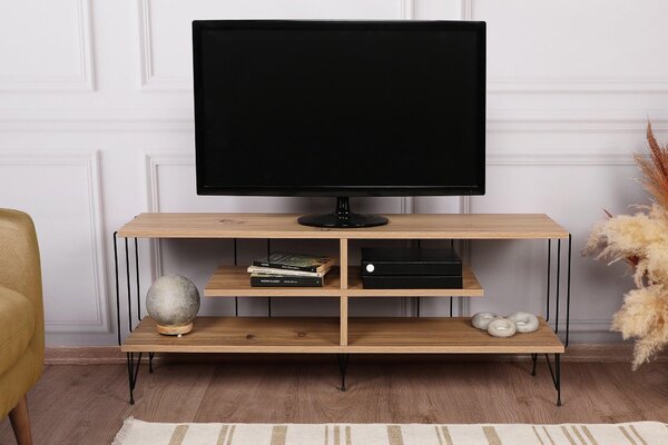 Comoda TV Eze, Crem - Alb - Maro - Gri, 120x45x30 cm