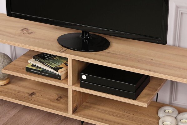 Comoda TV Eze, Crem - Alb - Maro - Gri, 120x45x30 cm