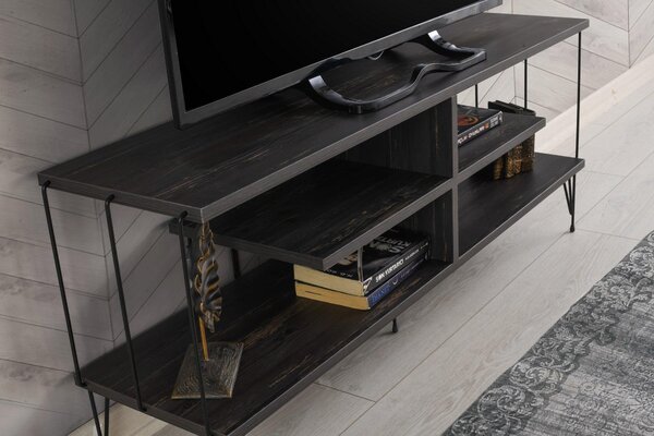 Comoda TV Eze, Crem - Alb - Maro - Gri, 120x45x30 cm