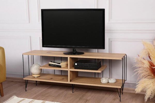 Comoda TV Eze, Crem - Alb - Maro - Gri, 120x45x30 cm