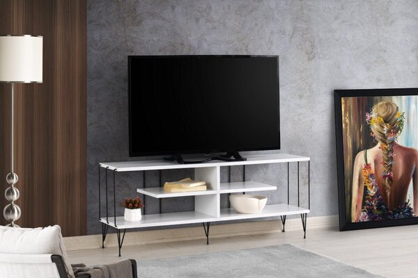 Comoda TV Eze, Crem - Alb - Maro - Gri, 120x45x30 cm