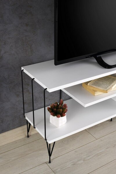 Comoda TV Eze, Crem - Alb - Maro - Gri, 120x45x30 cm