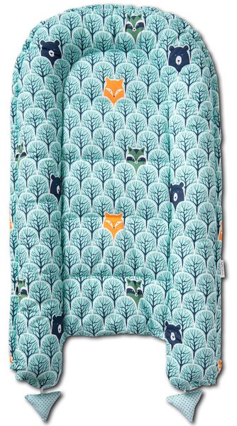 Cosulet bebelus pentru dormit Kidizi Baby Nest Cocoon 90x50 cm Animals Mint
