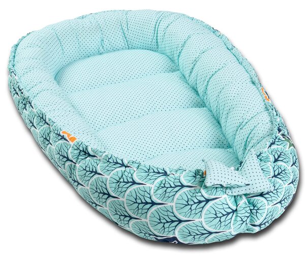Cosulet bebelus pentru dormit Kidizi Baby Nest Cocoon 90x50 cm Animals Mint
