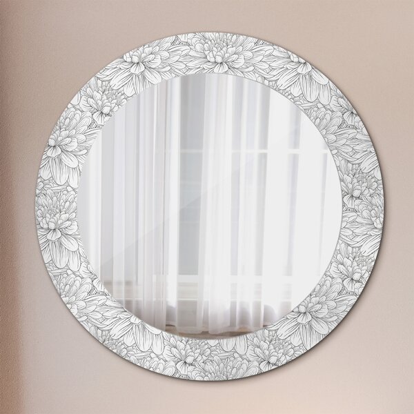 Oglinda rotunda decor perete Flori lotos fi 60 cm