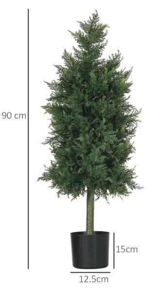 HOMCOM Arbori Topiari de Cedru Artificial, Set de 2 Plante Artificiale în Ghivece, Plante Decorative, 38x12.5x90 cm, Verde | Aosom Romania