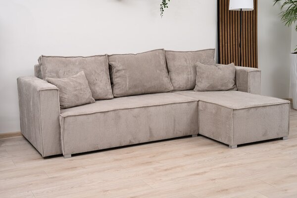Canapea colt extensibila SMART COSARO roz, cu colt bilateral + 2 perne CADOU