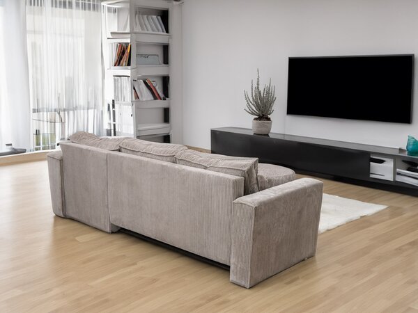 Canapea colt extensibila SMART COSARO bej deschis, cu colt bilateral + 2 perne CADOU