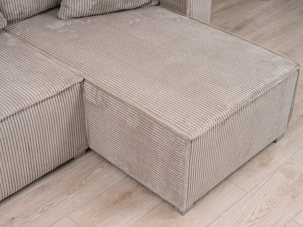 Canapea colt extensibila SMART COSARO bej deschis, cu colt bilateral + 2 perne CADOU