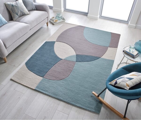 Covor albastru/bej din lână 170x120 cm Glow - Flair Rugs