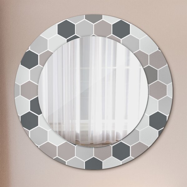 Oglindomat.ro Oglinda rotunda rama cu imprimeu Oglinda rotunda rama cu imprimeu Model hexagonal lsdo-00076