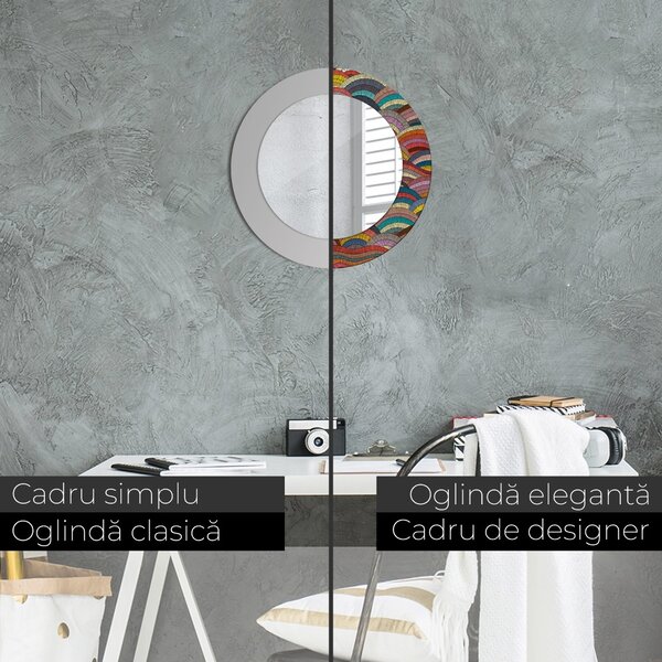 Oglindomat.ro Oglinda rotunda rama cu imprimeu Oglinda rotunda rama cu imprimeu Ornament boemic lsdo-00078