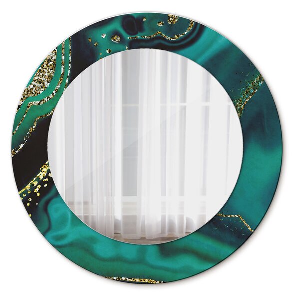 Oglinda rotunda cu rama imprimata Marmură de smarald fi 50 cm
