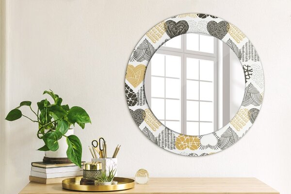 Oglindomat.ro Oglinda cu decor rotunda Oglinda cu decor rotunda Inimile lui doodle lsdo-00095