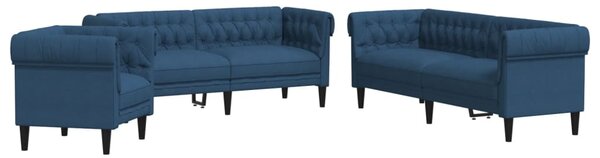 Set canapele, 3 piese, albastru, material textil