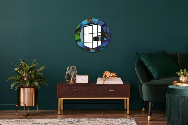 Oglindomat.ro Oglinda cu decor rotunda Oglinda cu decor rotunda Fluture albastru și verde lsdo-00129