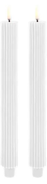 Lumânare Taper LED Grooved 2-pack 3,2x25,5 cm Nordic Alb/Smooth - Uyuni Lighting
