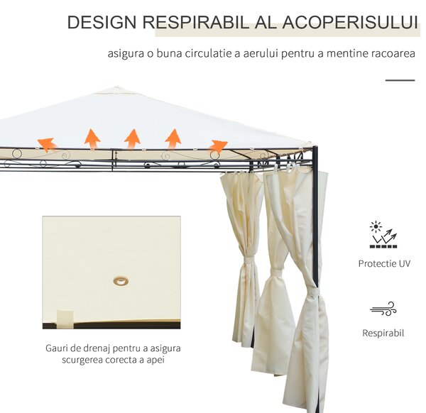 Foisor dreptunghiular Outsunny cu cadru din Metal Robust, Crem, 4x3m | Aosom Romania